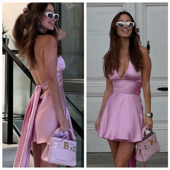 Zara Dresses & Skirts - Zara SATIN EFFECT HALTER DRESS size XS